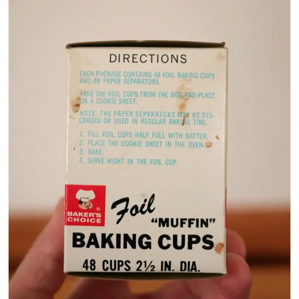 Vintage Baker's Choice Foil Paper Muffin Cupcake Foil Baking Cups Original Box